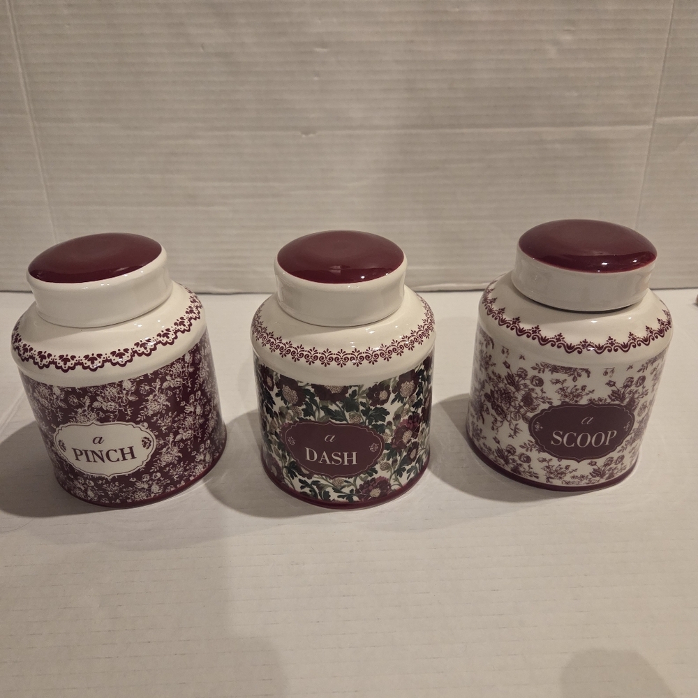 3 Grannycore Eclectic Grandpa Jars Canisters Floral Cottage Core Home Decor